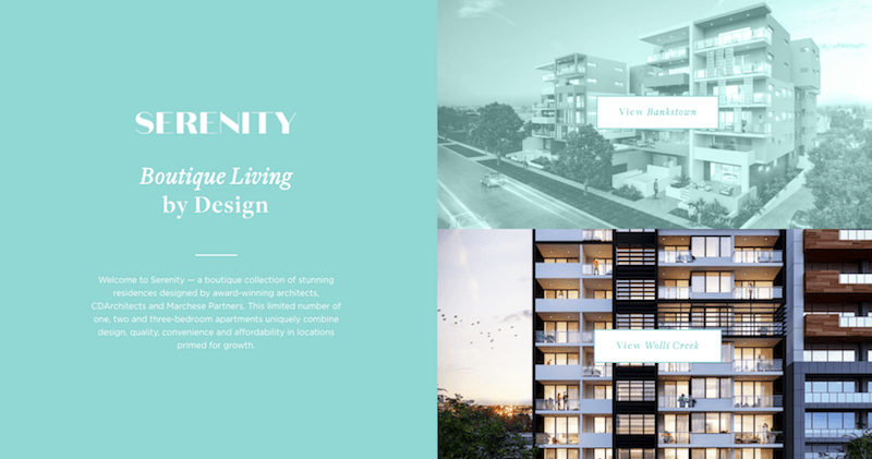 Página web de Serenity Apartments