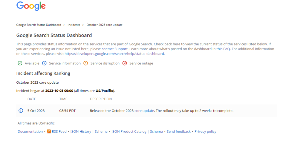 Google anuncia la actualización principal de octubre 2023 2