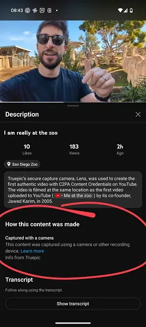 YouTube presenta la nueva etiqueta «Capturado con una cámara» para combatir los deepfakes 1