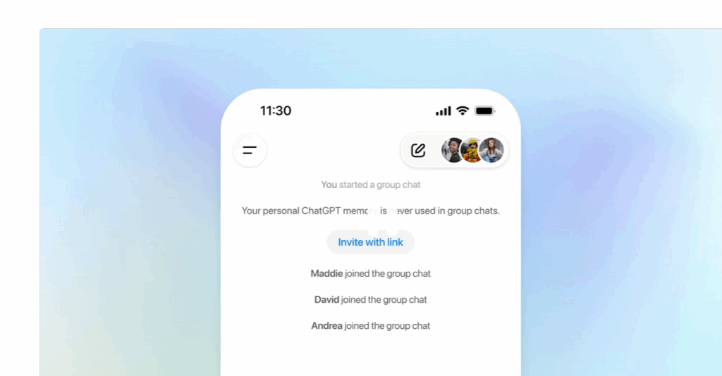 ChatGPT estrena chats en grupo para colaborar con hasta 20 personas en una misma conversación 2 ChatGPT estrena chats en grupo para colaborar con hasta 20 personas en una misma conversación 2