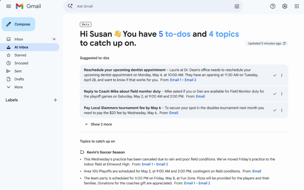 Google amplía su bandeja de entrada con IA a usuarios Ultra: así cambia la gestión del email 2 Google amplía su bandeja de entrada con IA a usuarios Ultra: así cambia la gestión del email 2