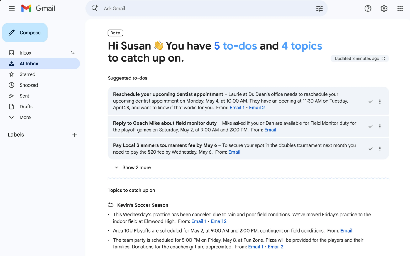Google amplía su bandeja de entrada con IA a usuarios Ultra: así cambia la gestión del email 17