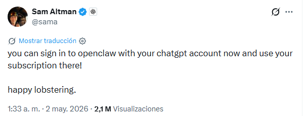 OpenAI permite iniciar sesión en ChatGPT con OpenClaw y lanza nuevas opciones de suscripción 6