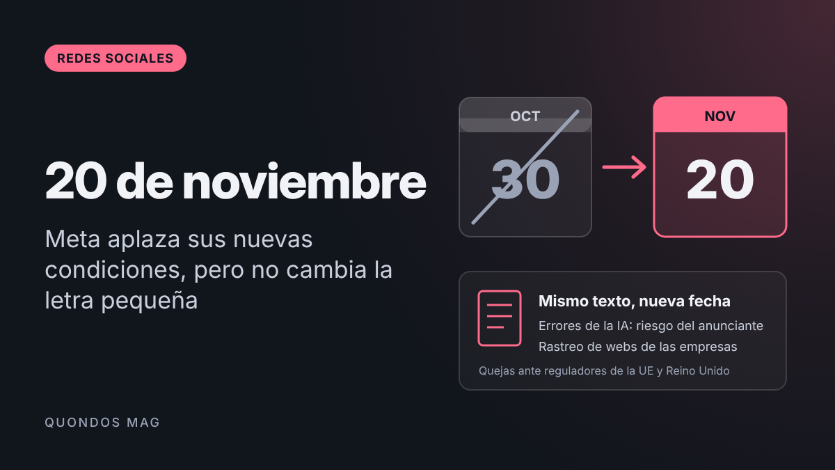 Meta frena hasta el 20 de noviembre sus nuevas condiciones tras las quejas de medios y anunciantes, pero no cambia la letra pequeña 1