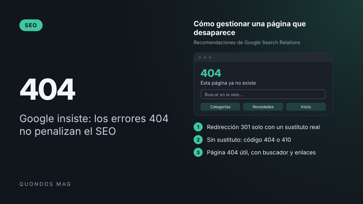 Google insiste en que los errores 404 no perjudican al SEO y recomienda crear páginas 404 personalizadas 1